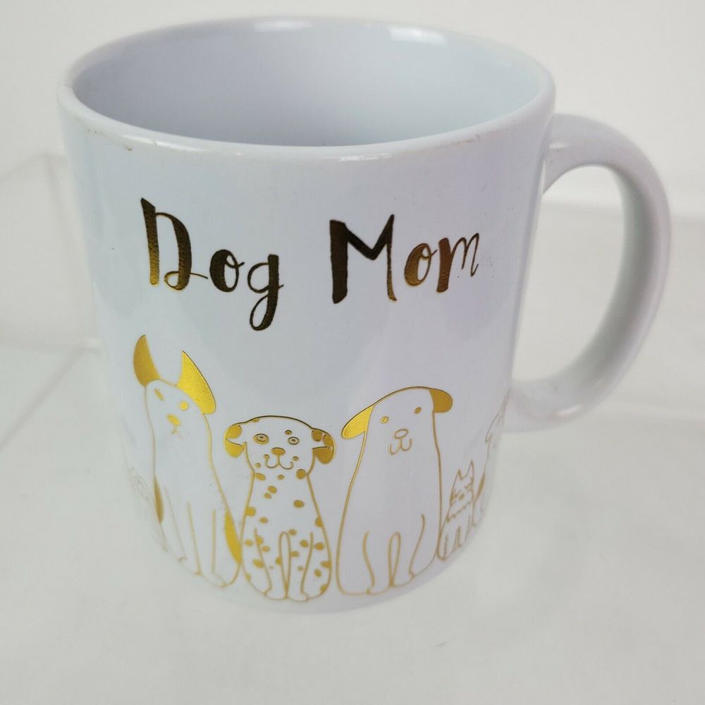 Dog Mom Gold White Coffee‎ Mug Gift For Dog Mom Dog Lover Puppy